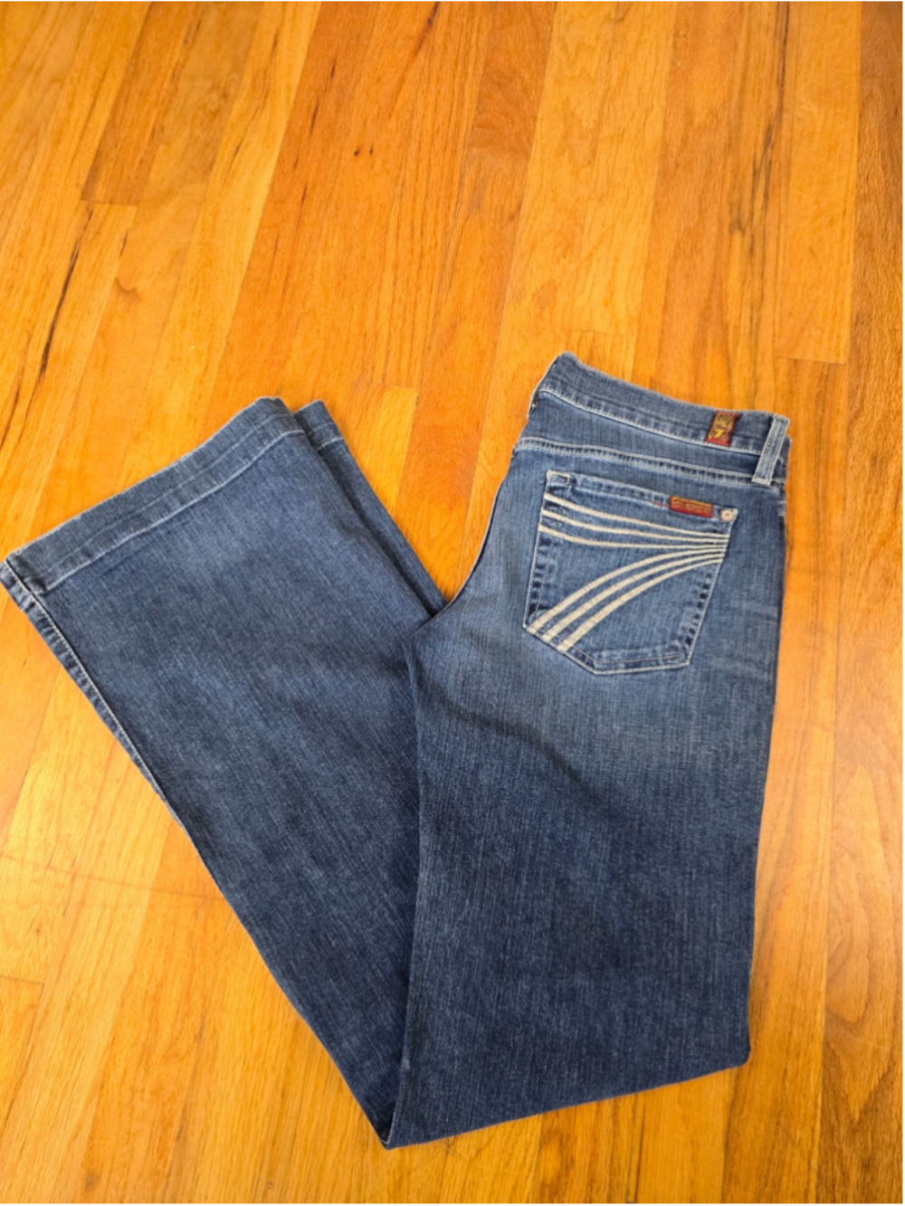 7 For All Mankind Dojo Jeans Women’s 28 Low Rise Flare Wide Leg Y2K 33”